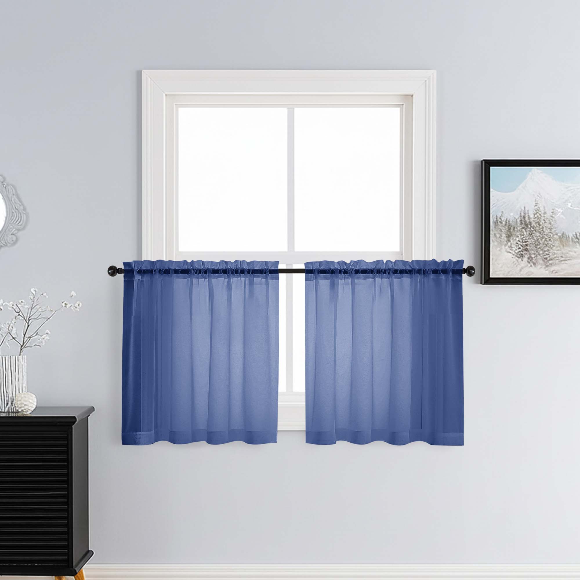 Patin Royal Blue Sheer Curtains Valances