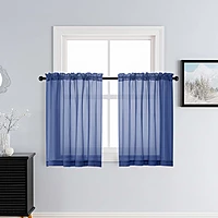 Patin Royal Blue Sheer Curtains Valances