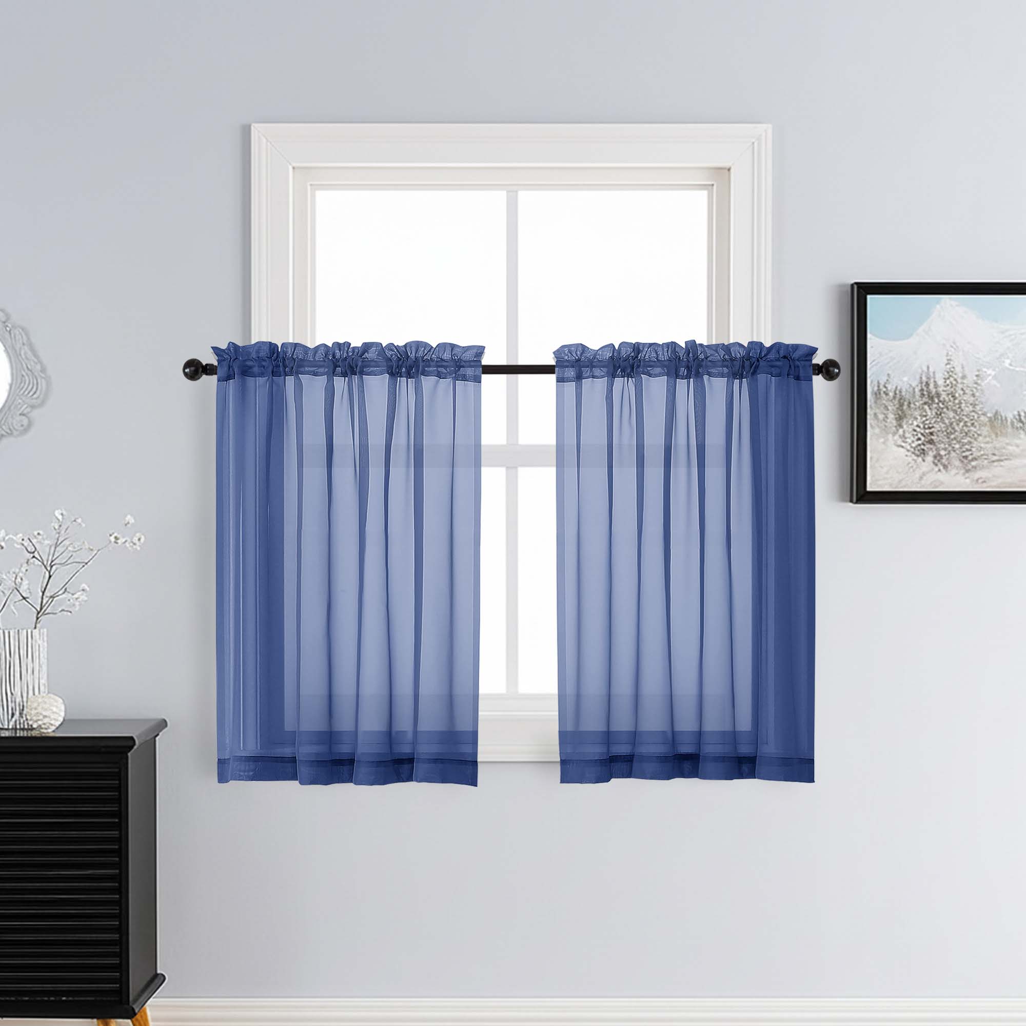 Patin Royal Blue Sheer Curtains Valances