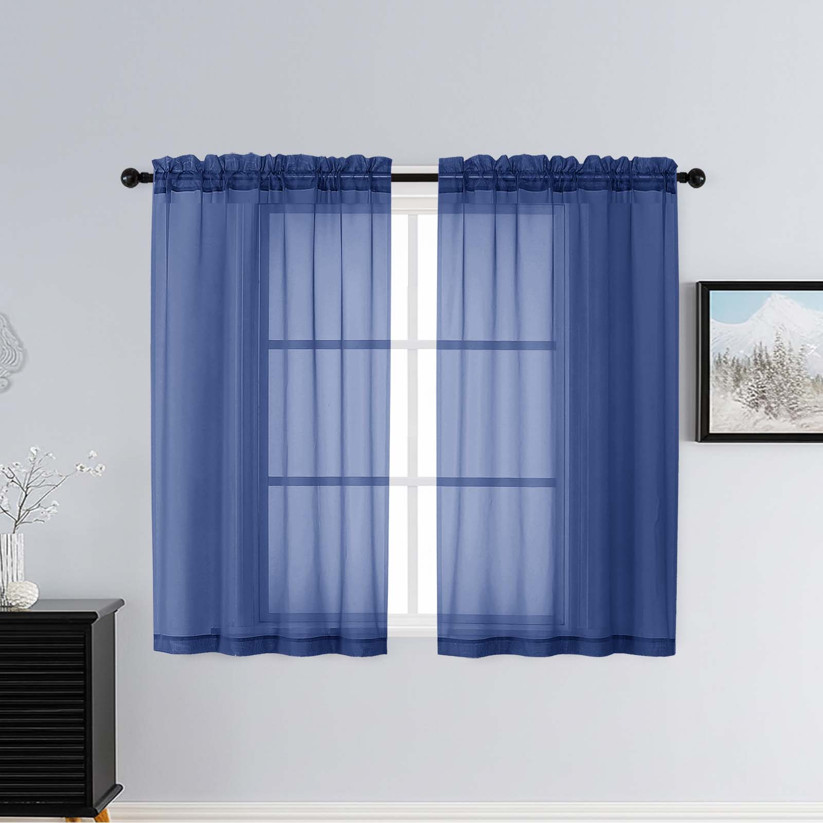 Patin Royal Blue Sheer Curtains Valances