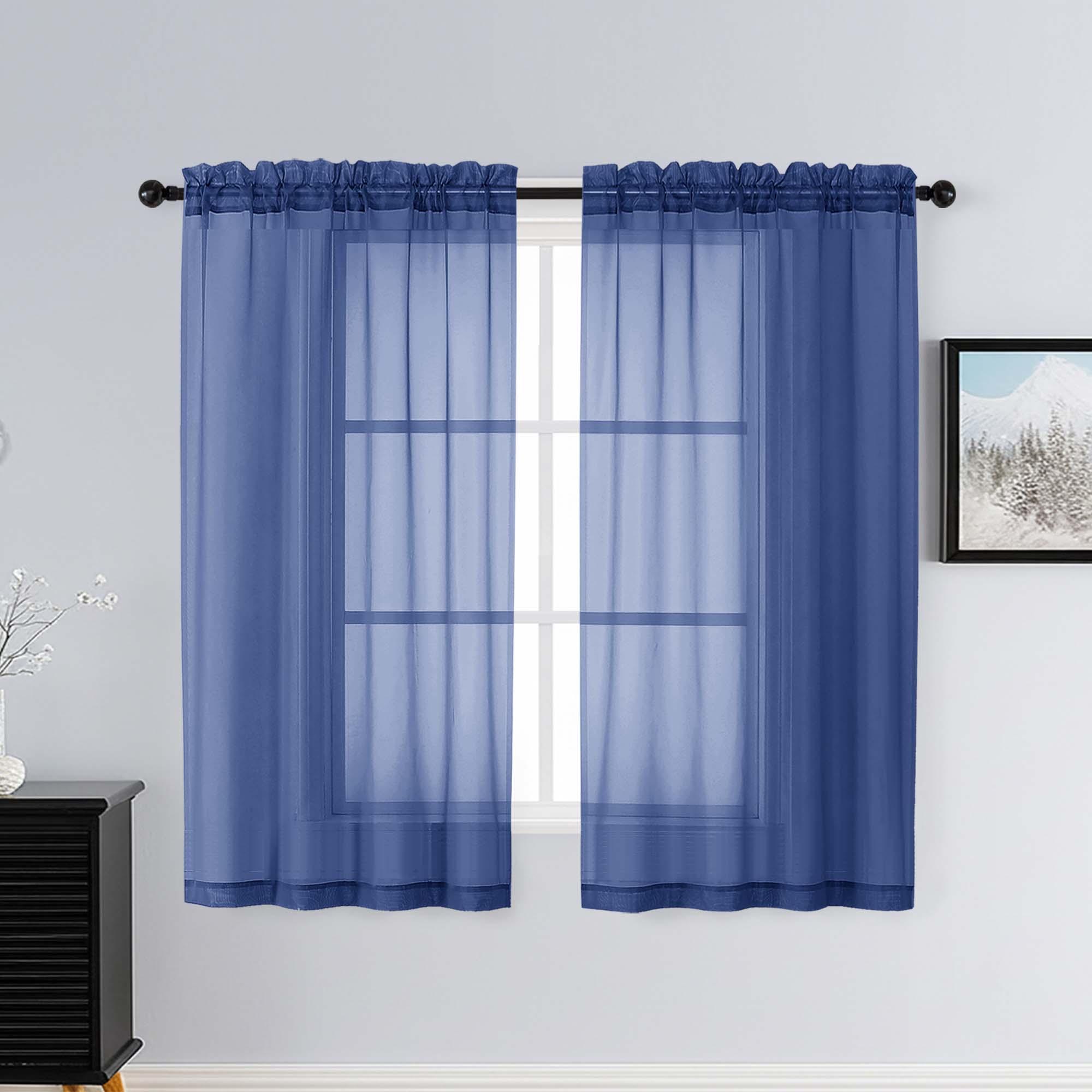 Patin Royal Blue Sheer Curtains Valances