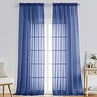 Patin Royal Blue Sheer Curtains Valances