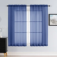 Patin Royal Blue Sheer Curtains Valances
