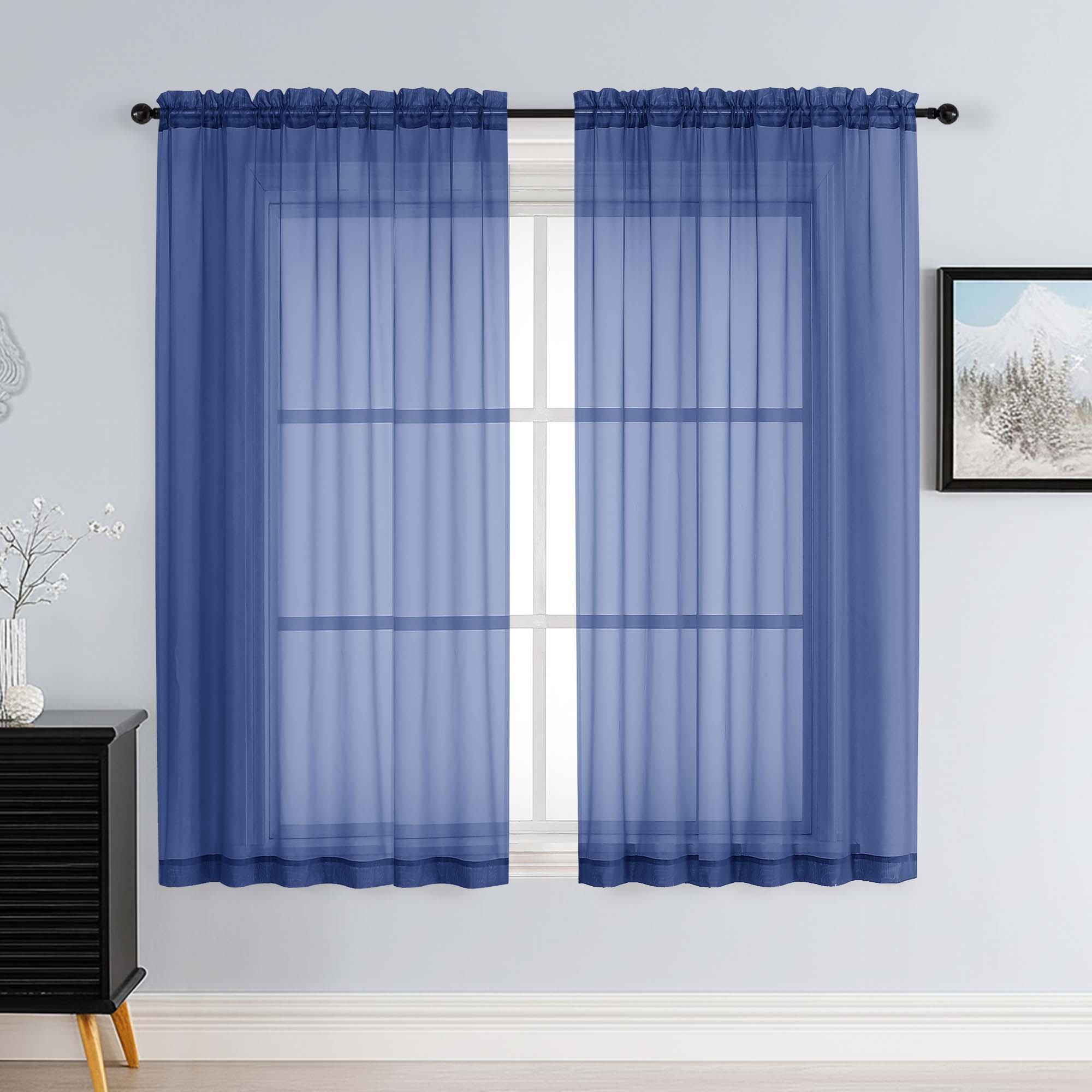 Patin Royal Blue Sheer Curtains Valances