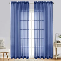 Patin Royal Blue Sheer Curtains Valances