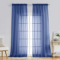 Patin Royal Blue Sheer Curtains Valances