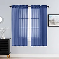Patin Royal Blue Sheer Curtains Valances