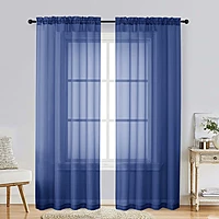 Patin Royal Blue Sheer Curtains Valances
