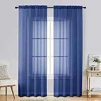Patin Royal Blue Sheer Curtains Valances