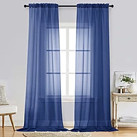 Patin Royal Blue Sheer Curtains Valances