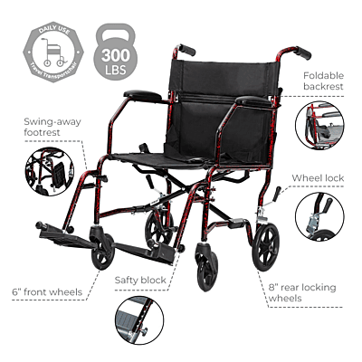 5023LR lightweight transport chair w/20“ seat