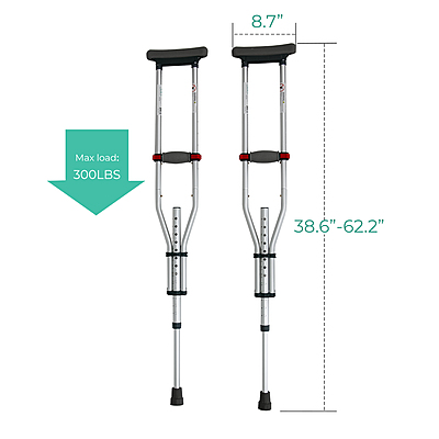 4012 Adjustable 3-in-1 Folding Crutch-niversal Size (Pair)