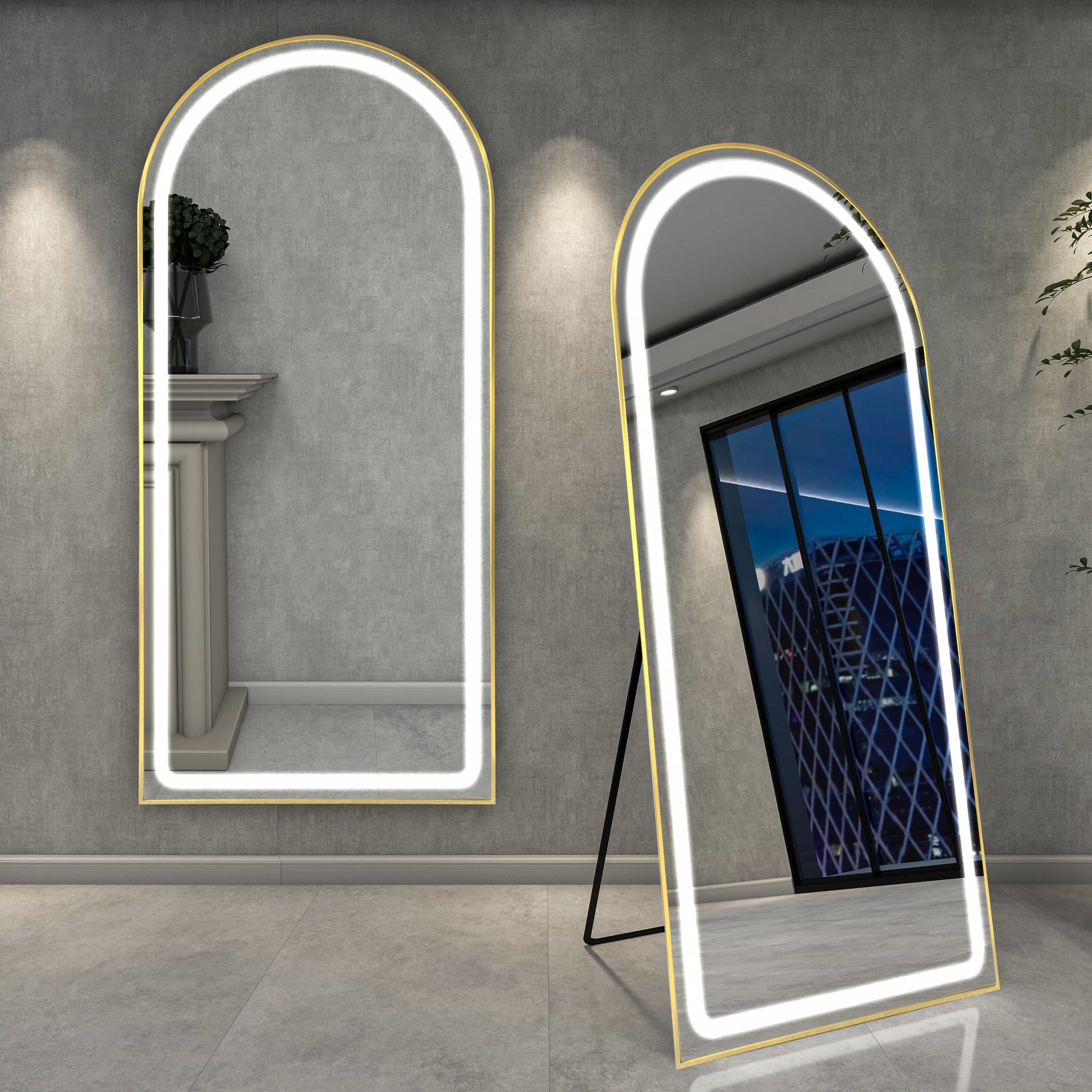 Floor mirror -71.5" x 31.5" LED floor mirror (GOLD)