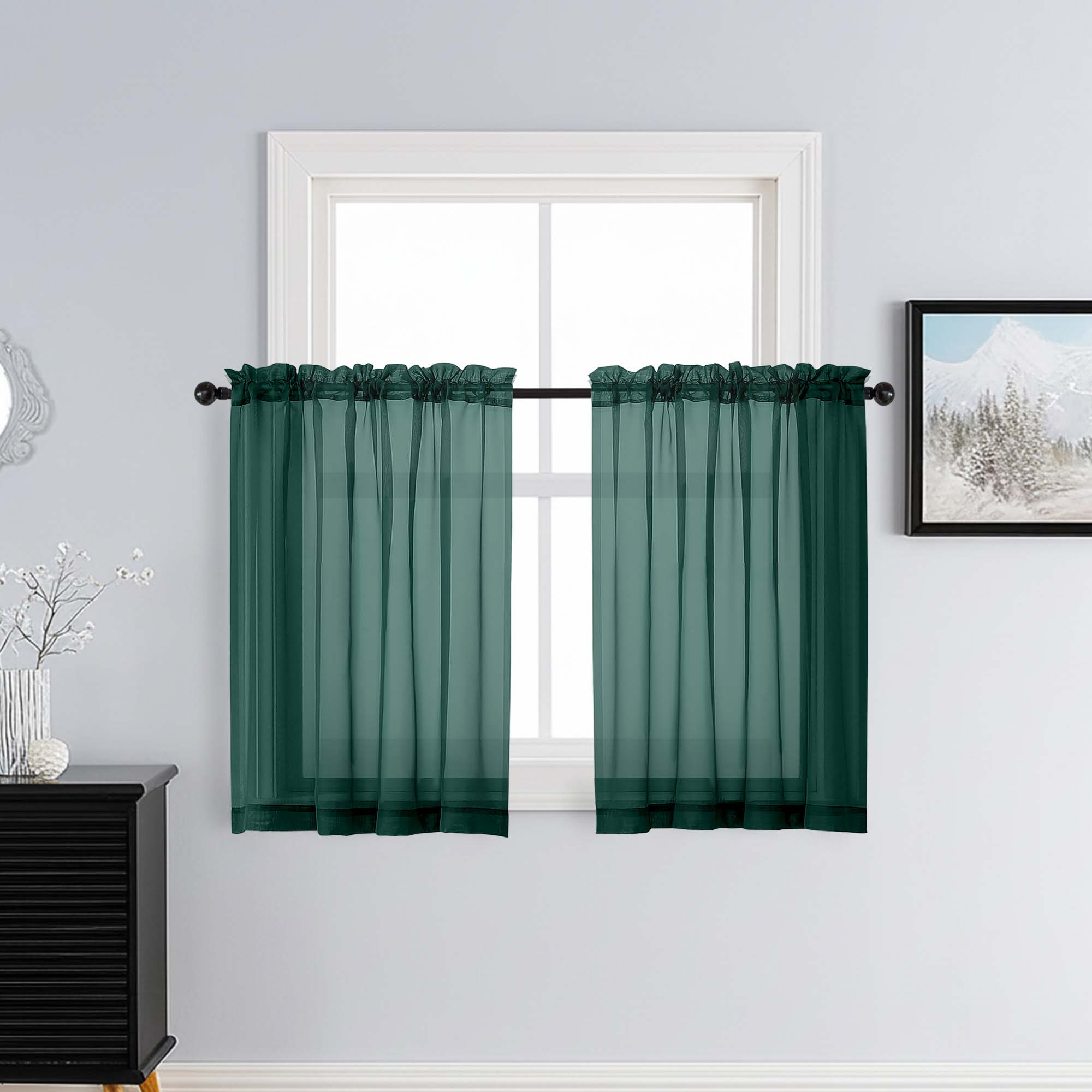 Patin Hunter Green Sheer Curtains Valances