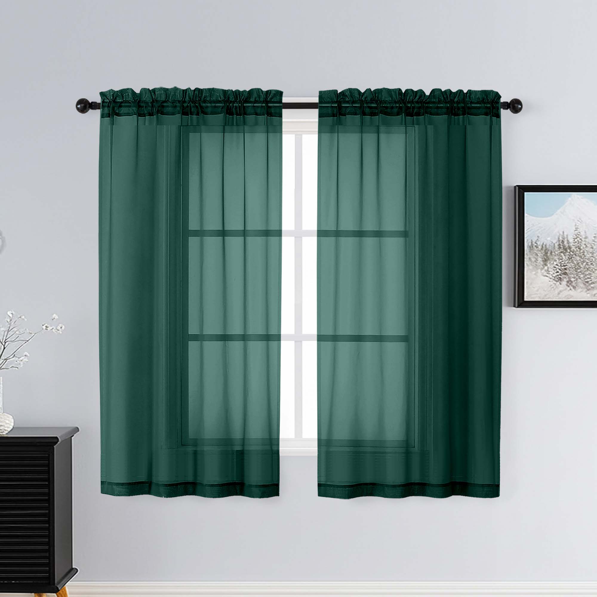 Patin Hunter Green Sheer Curtains Valances