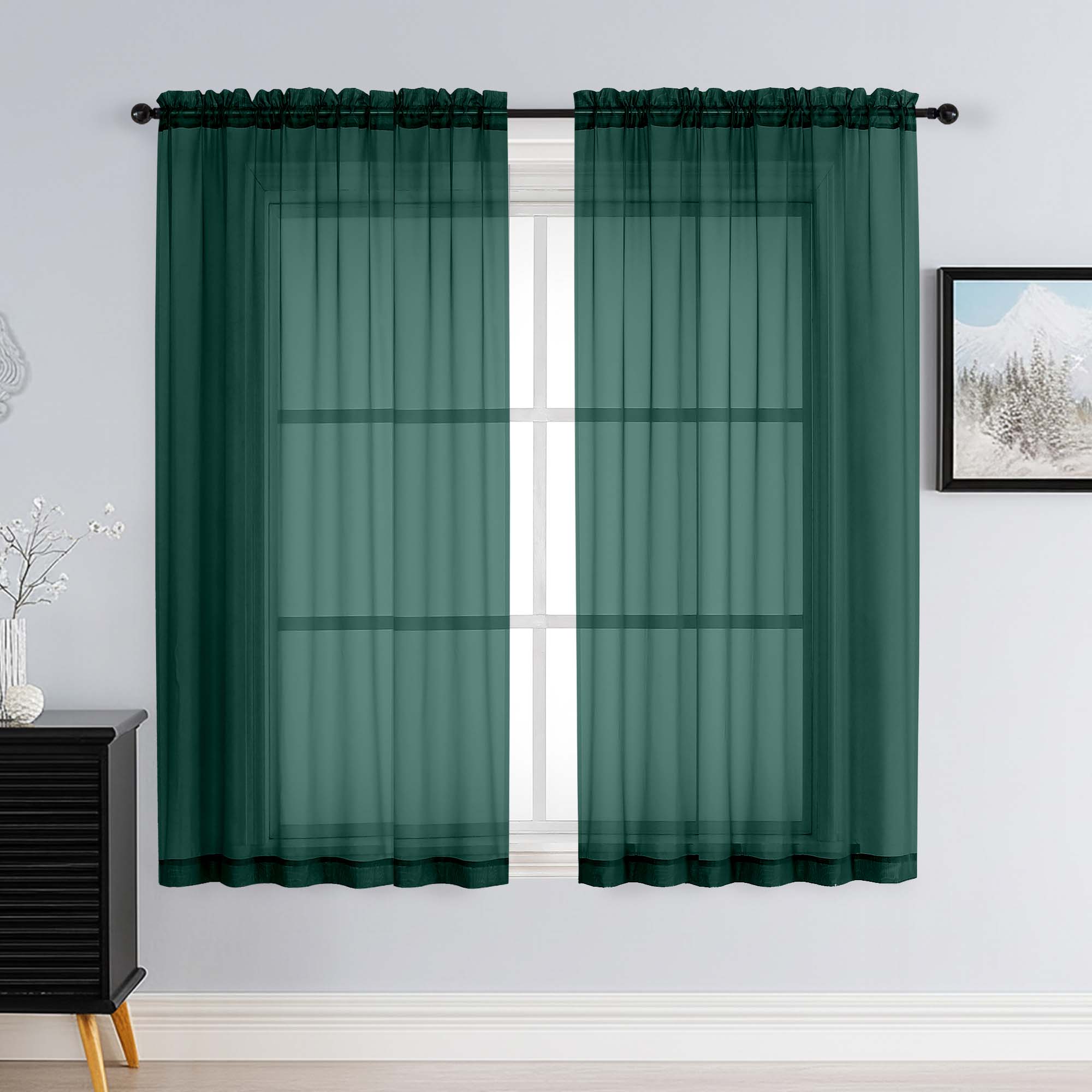 Patin Hunter Green Sheer Curtains Valances