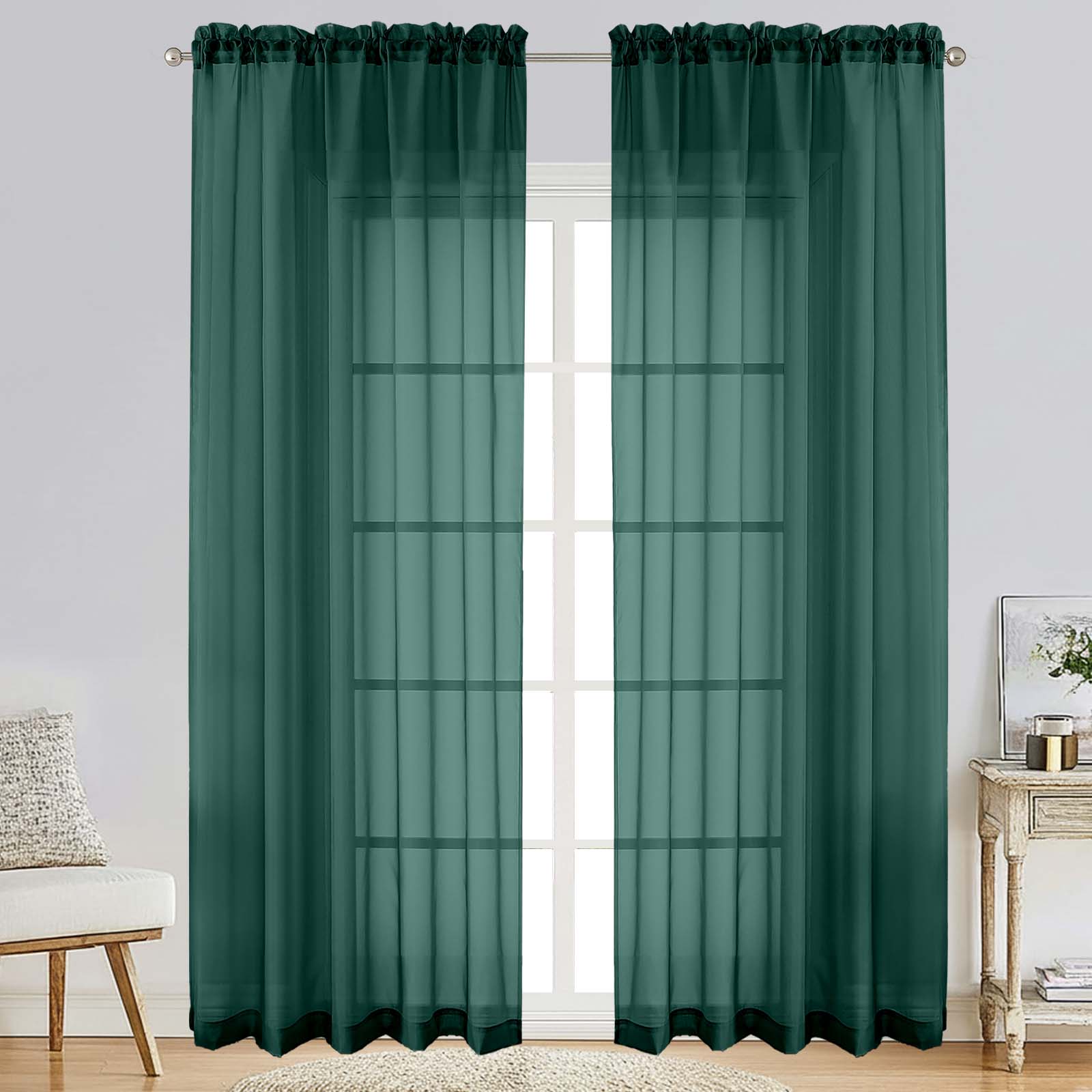 Patin Hunter Green Sheer Curtains Valances