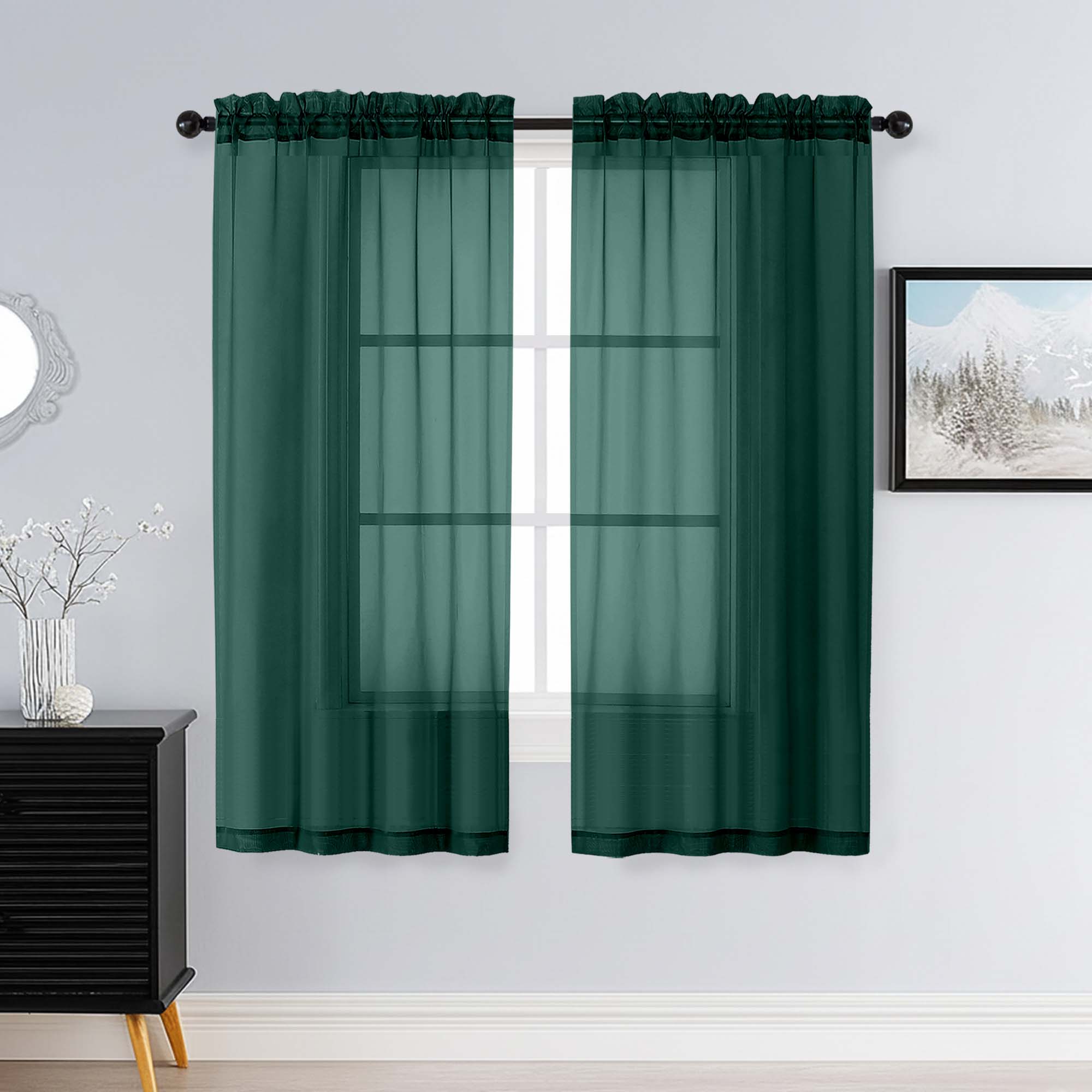 Patin Hunter Green Sheer Curtains Valances