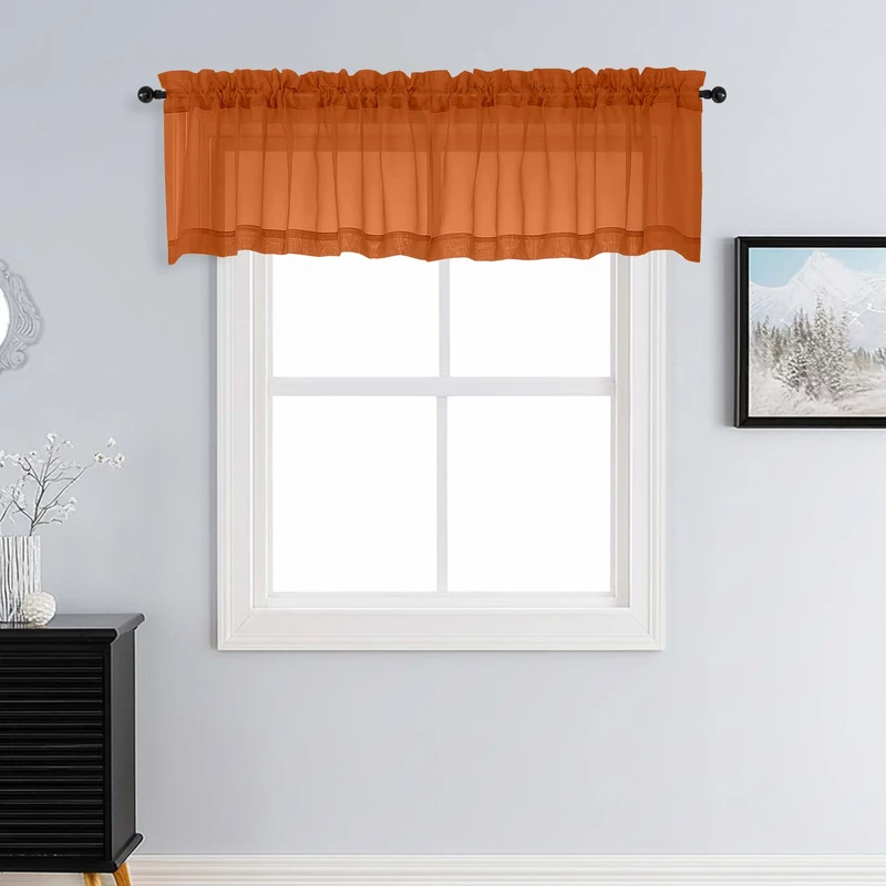 Patin Orange Sheer Curtains Valances