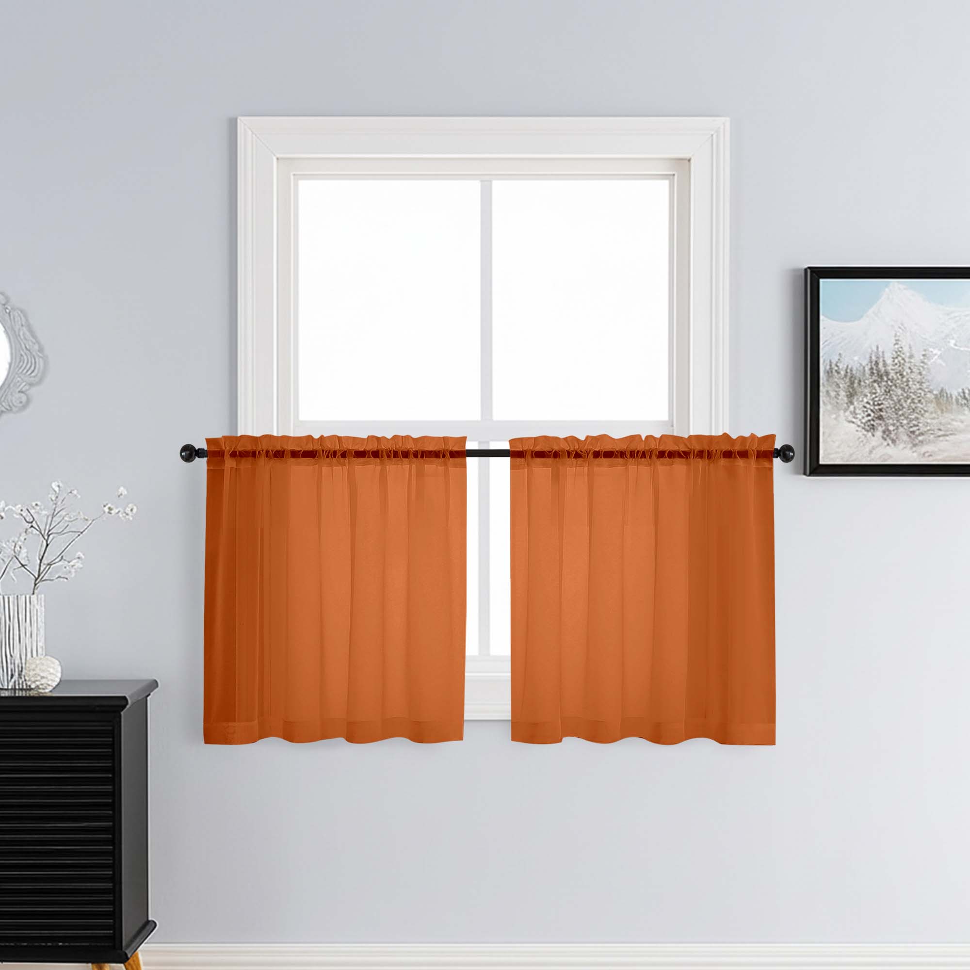 Patin Orange Sheer Curtains Valances