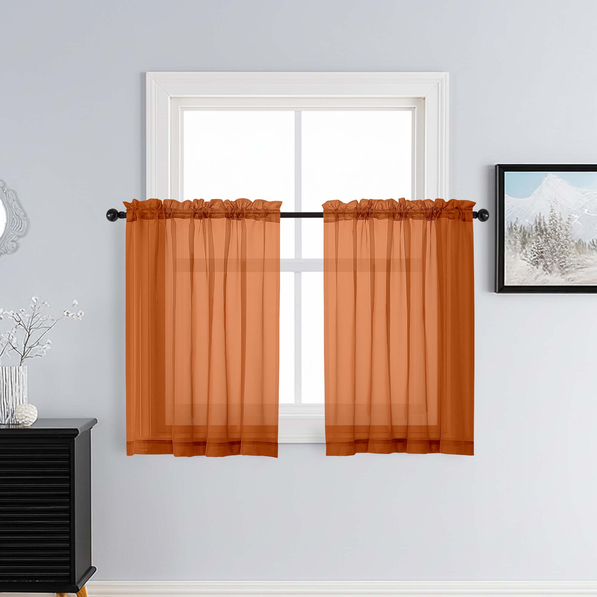 Patin Orange Sheer Curtains Valances