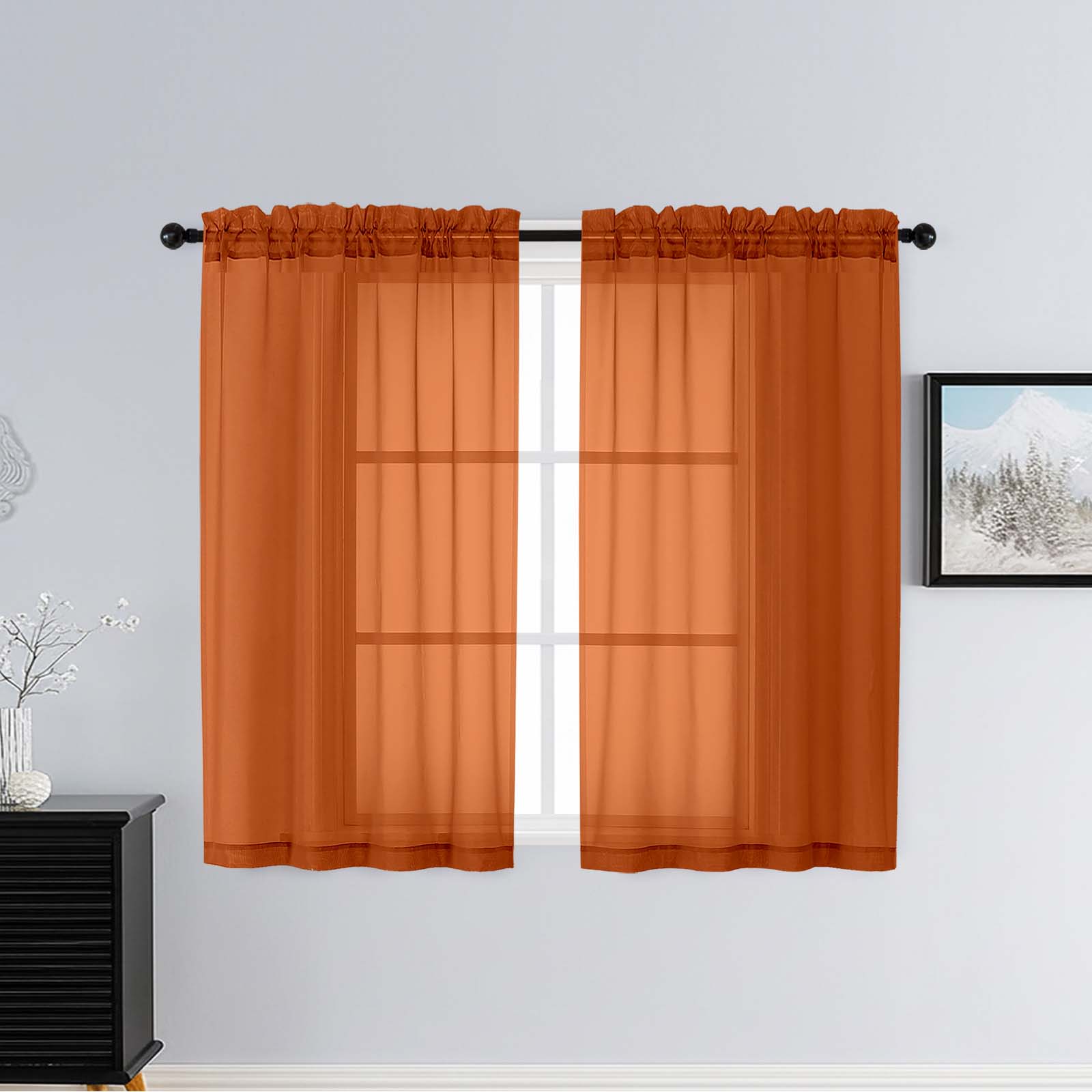 Patin Orange Sheer Curtains Valances