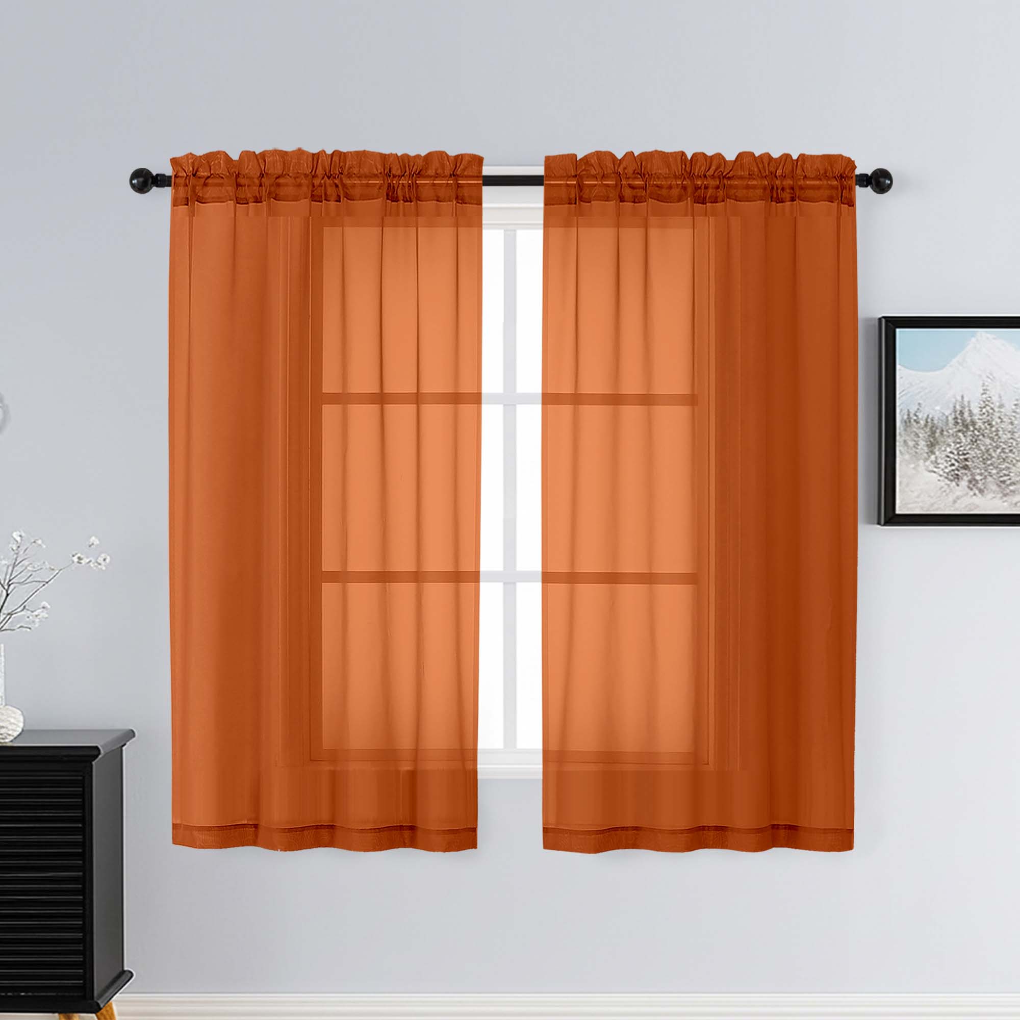 Patin Orange Sheer Curtains Valances