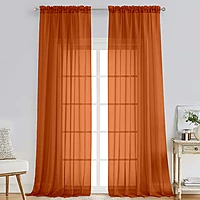 Patin Orange Sheer Curtains Valances