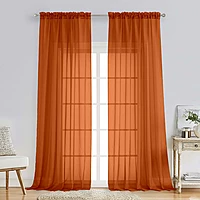 Patin Orange Sheer Curtains Valances