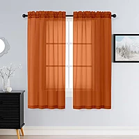 Patin Orange Sheer Curtains Valances