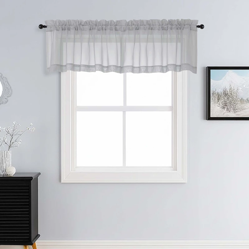 Patin Light Grey Sheer Curtains Valances
