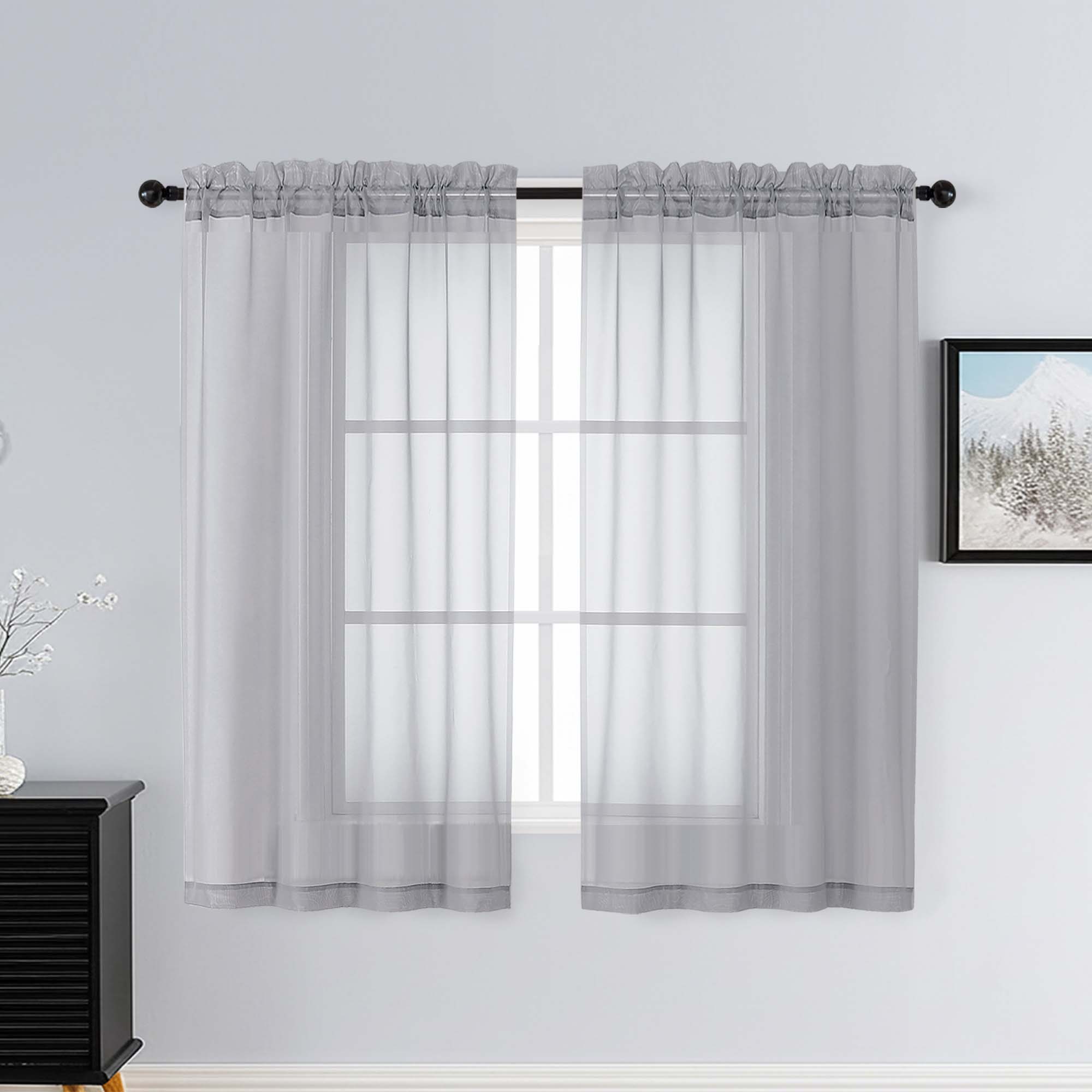 Patin Light Grey Sheer Curtains Valances