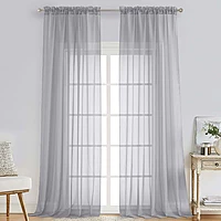 Patin Light Grey Sheer Curtains Valances