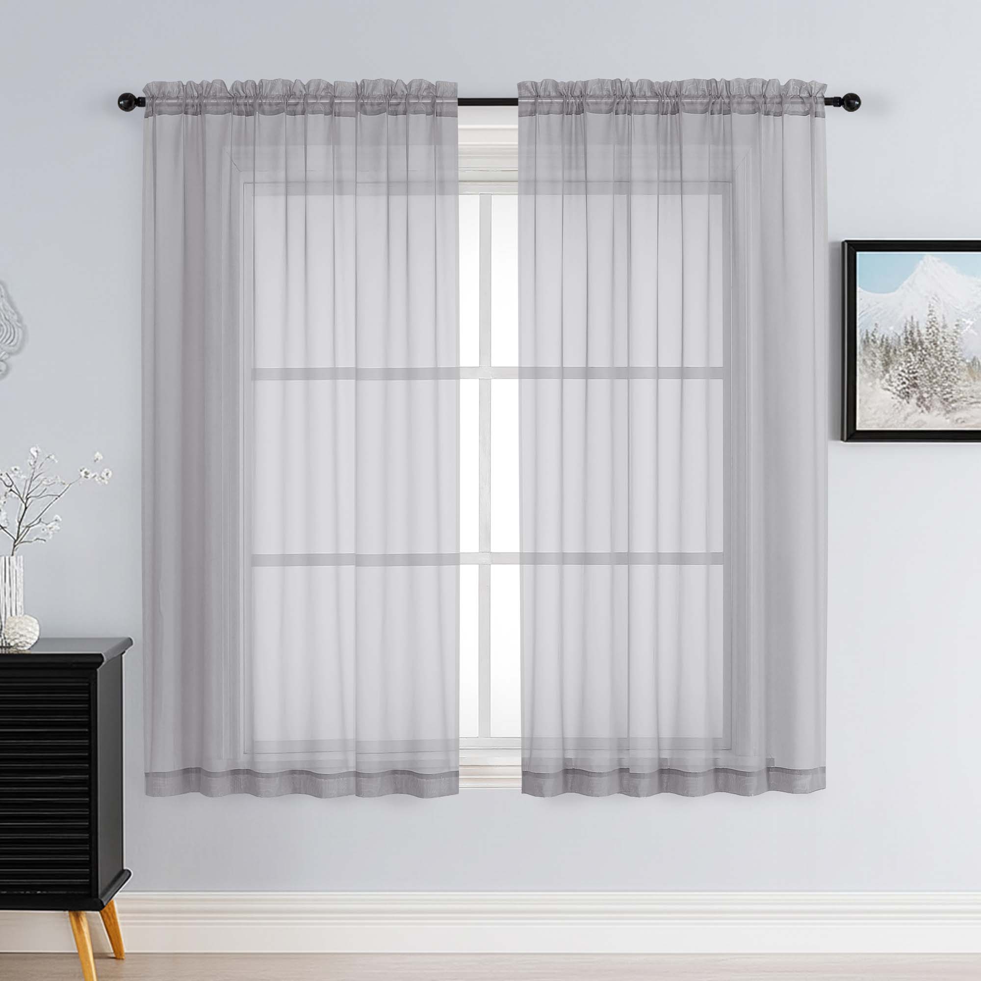 Patin Light Grey Sheer Curtains Valances
