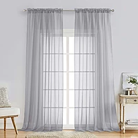 Patin Light Grey Sheer Curtains Valances
