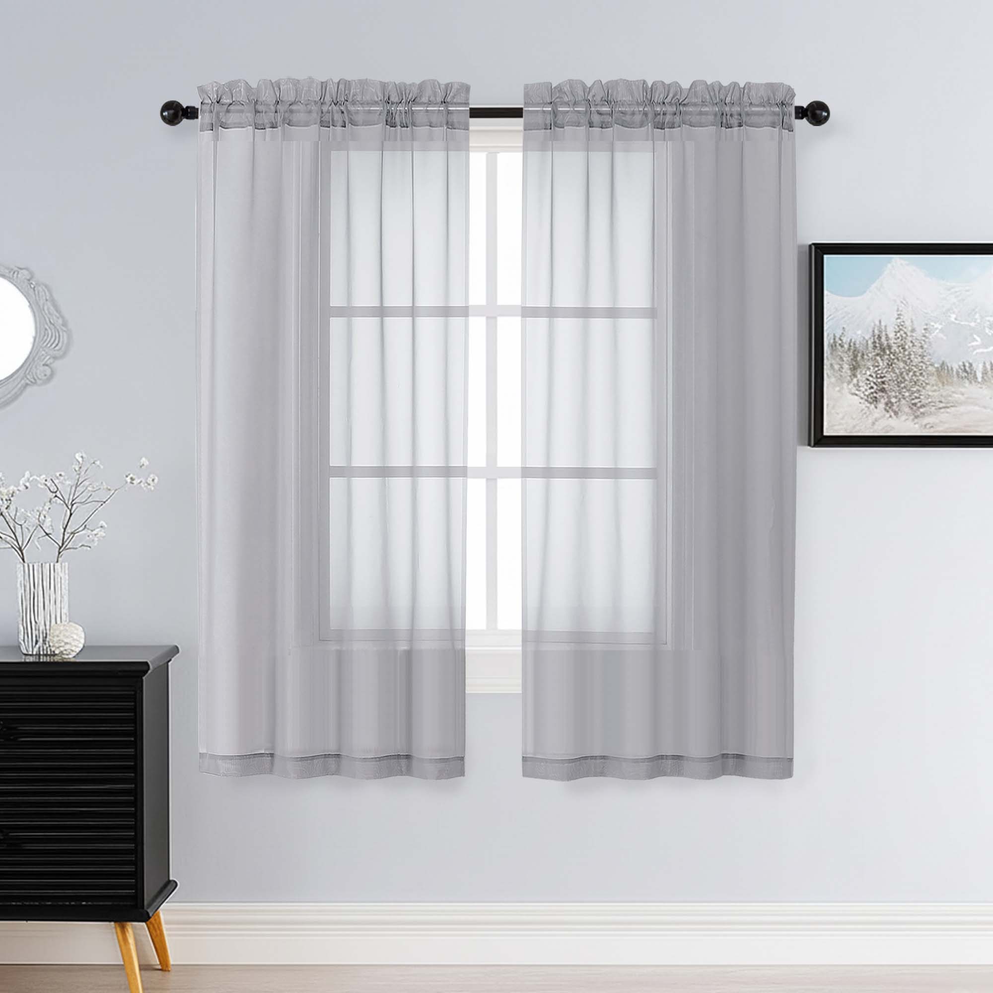 Patin Light Grey Sheer Curtains Valances