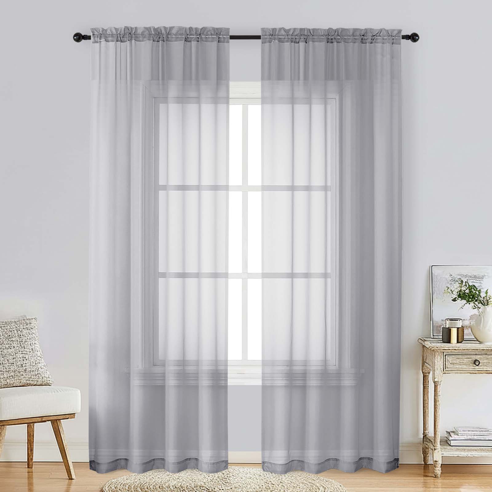 Patin Light Grey Sheer Curtains Valances