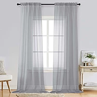 Patin Light Grey Sheer Curtains Valances