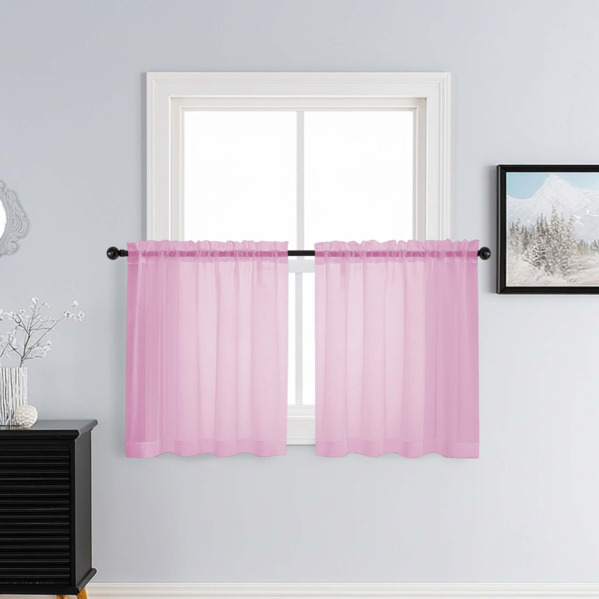 Patin Light Pink Sheer Curtains Valances