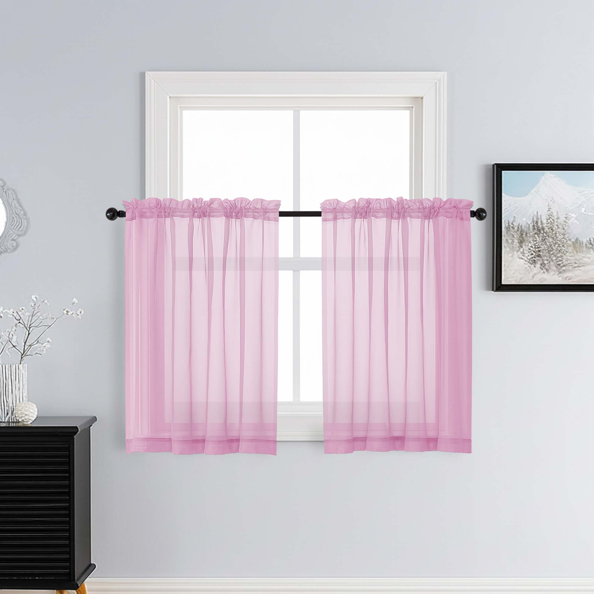 Patin Light Pink Sheer Curtains Valances