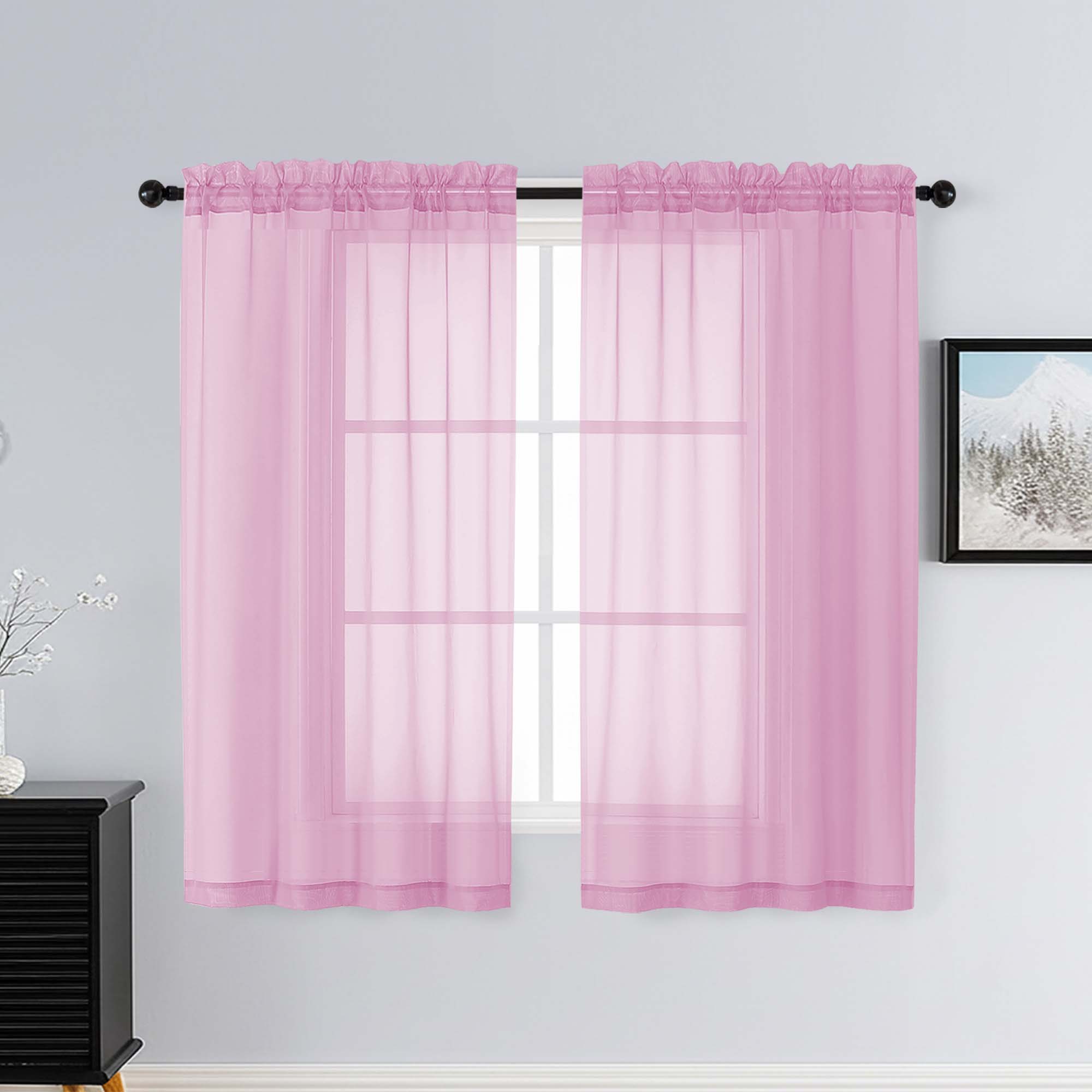 Patin Light Pink Sheer Curtains Valances