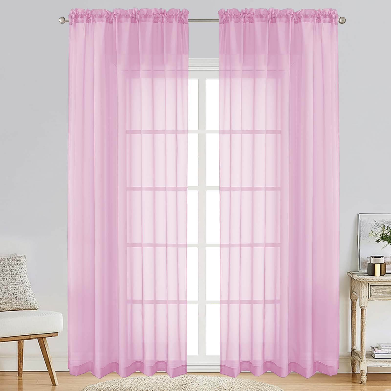 Patin Light Pink Sheer Curtains Valances