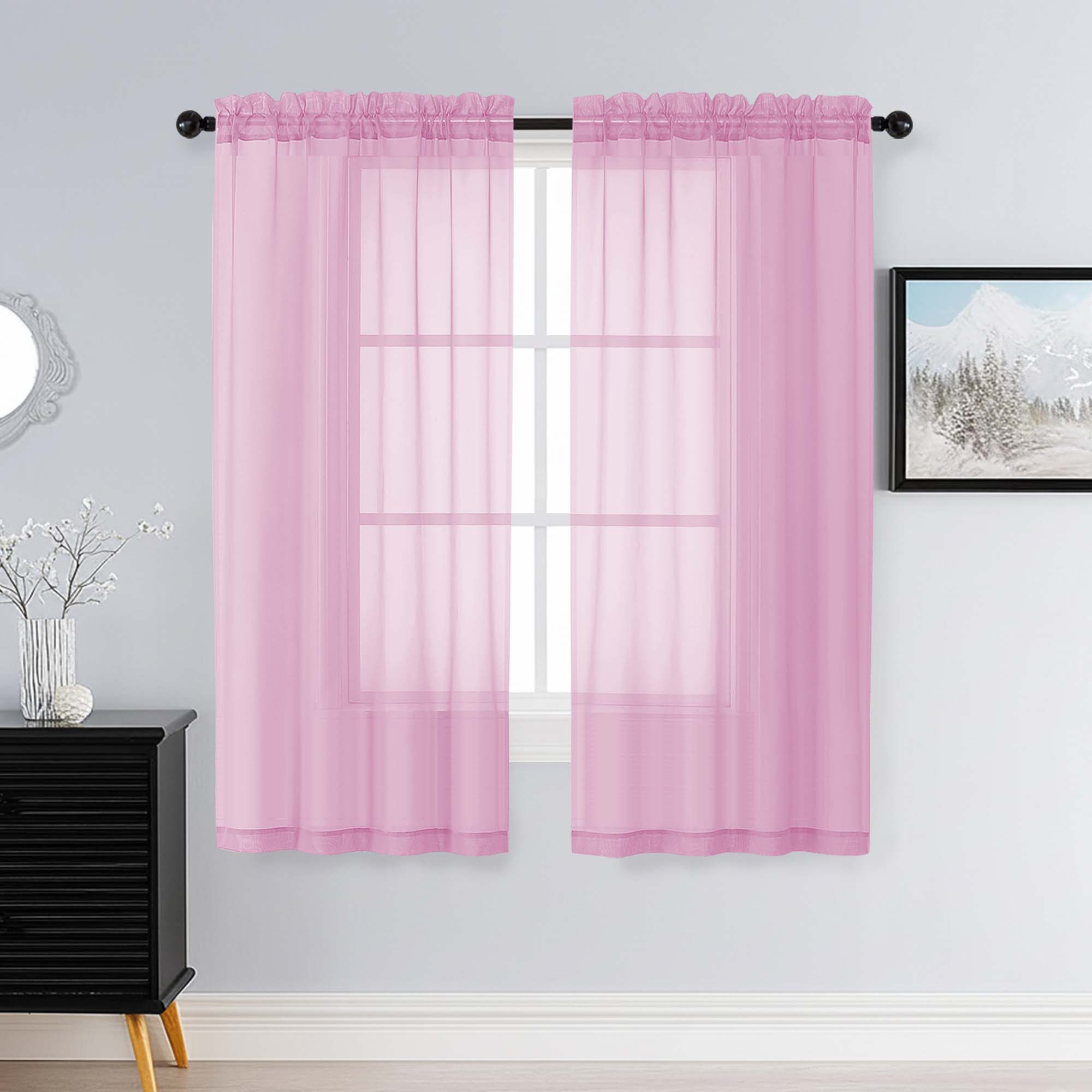 Patin Light Pink Sheer Curtains Valances