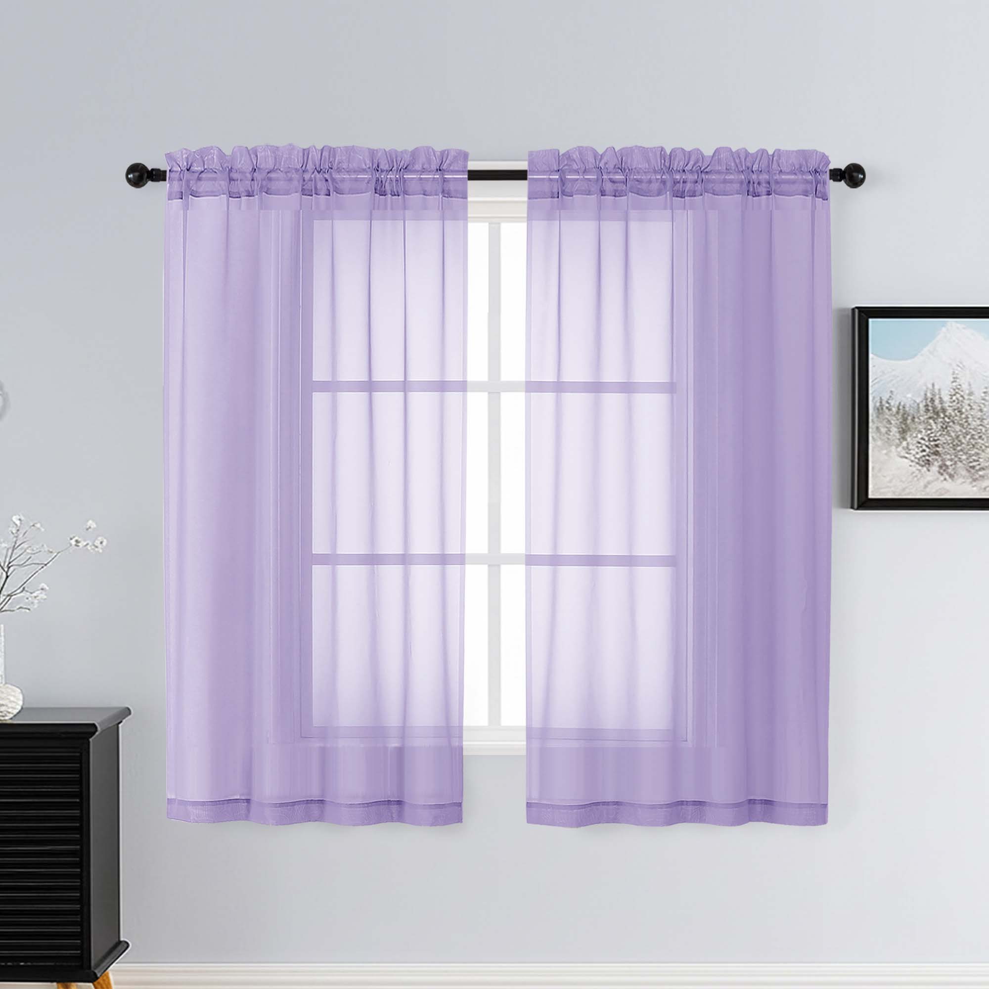 Patin Lavender Sheer Curtains Valances