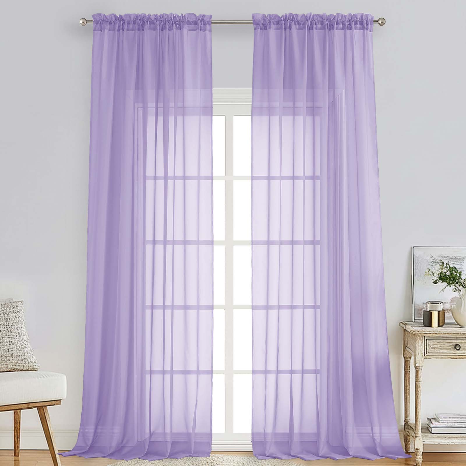 Patin Lavender Sheer Curtains Valances