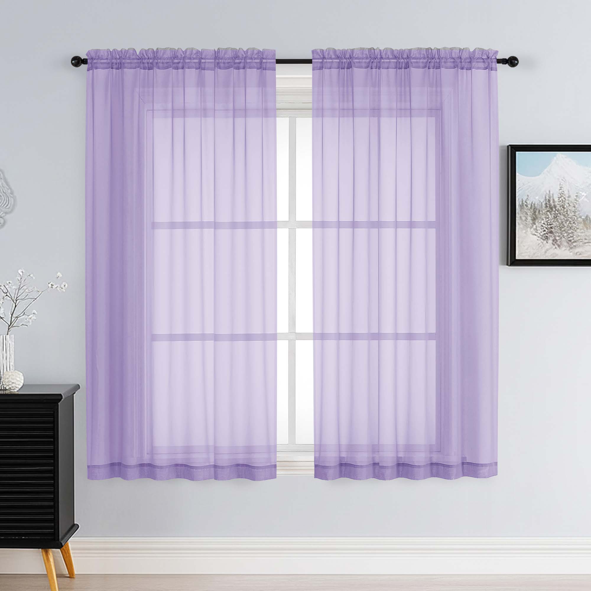 Patin Lavender Sheer Curtains Valances