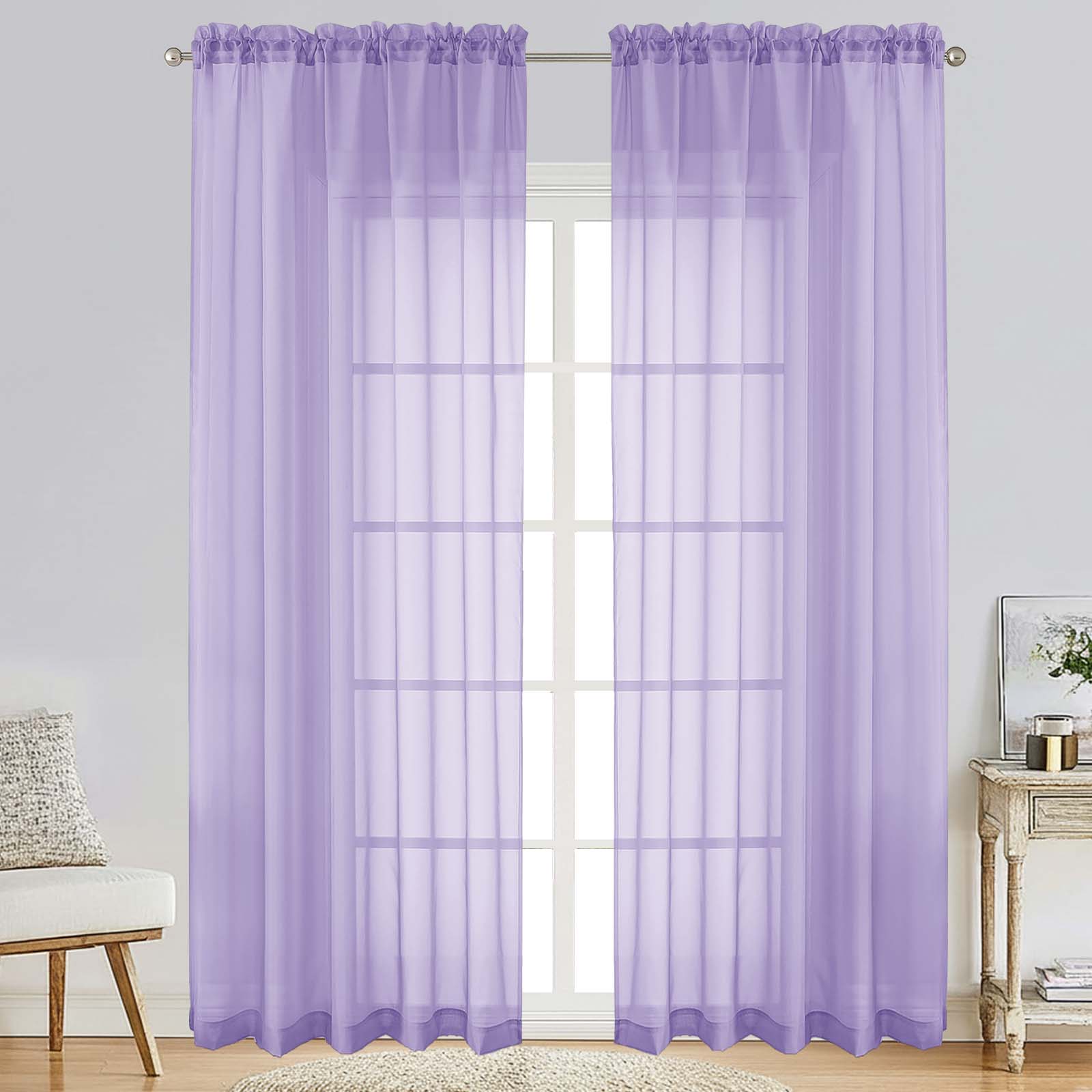Patin Lavender Sheer Curtains Valances