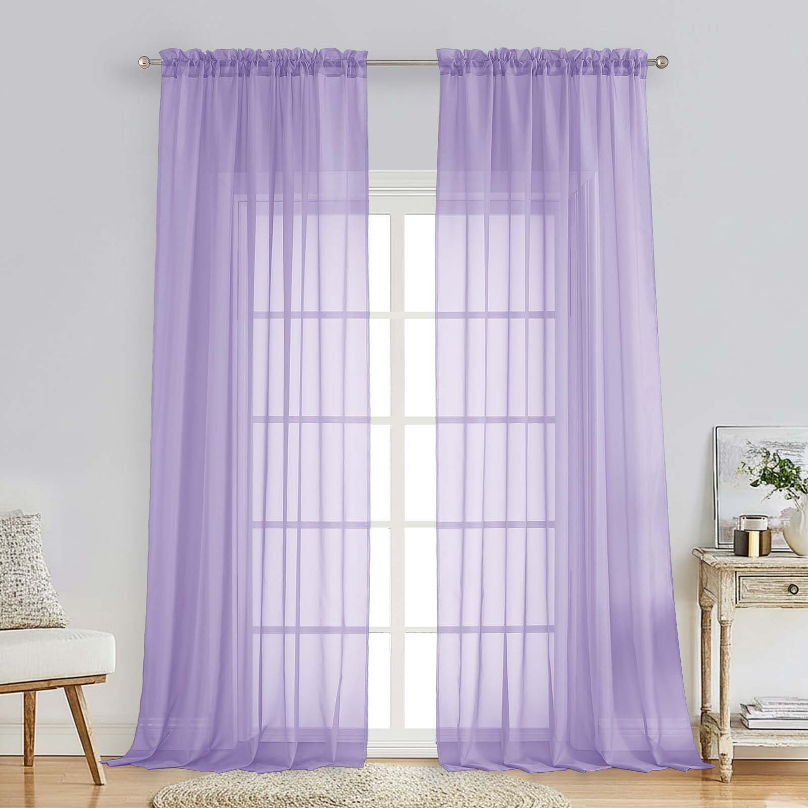 Patin Lavender Sheer Curtains Valances