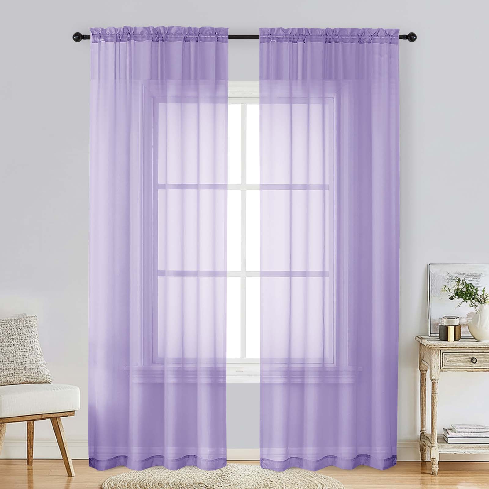 Patin Lavender Sheer Curtains Valances