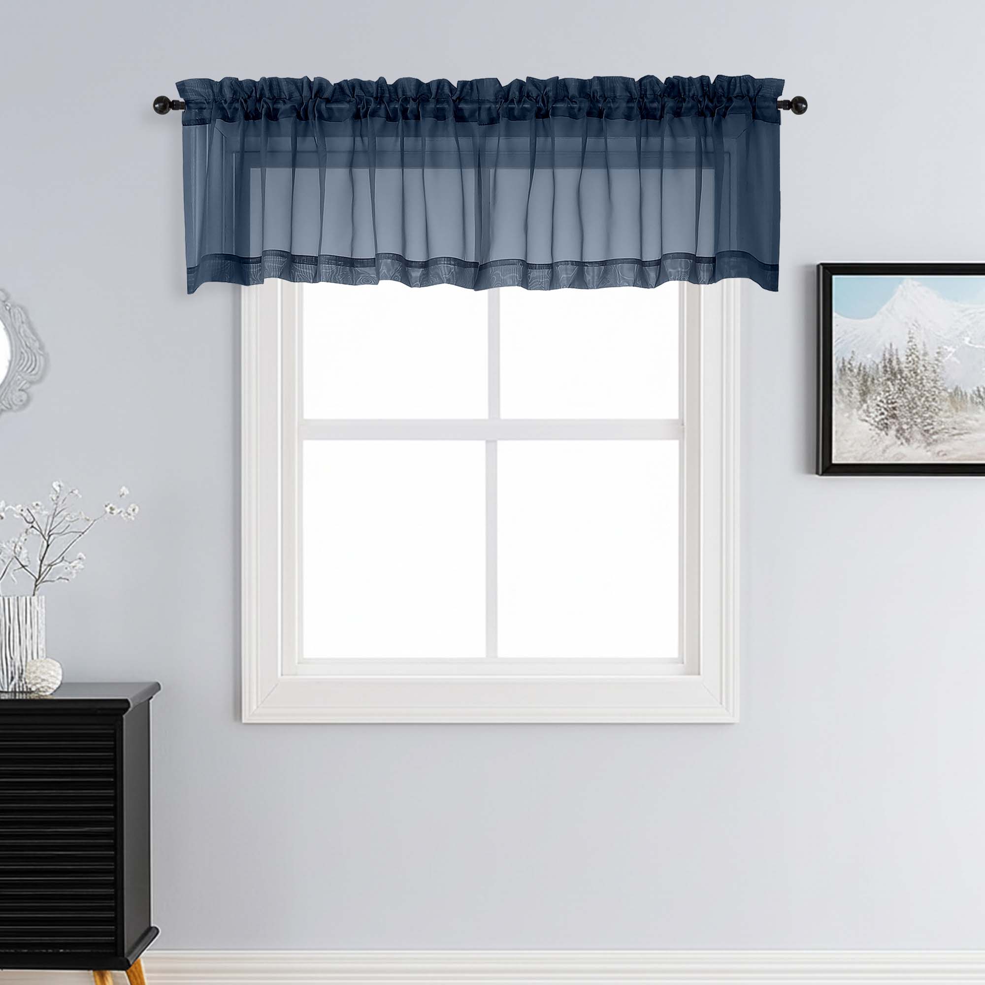 Patin Navy Blue Sheer Curtains Valances